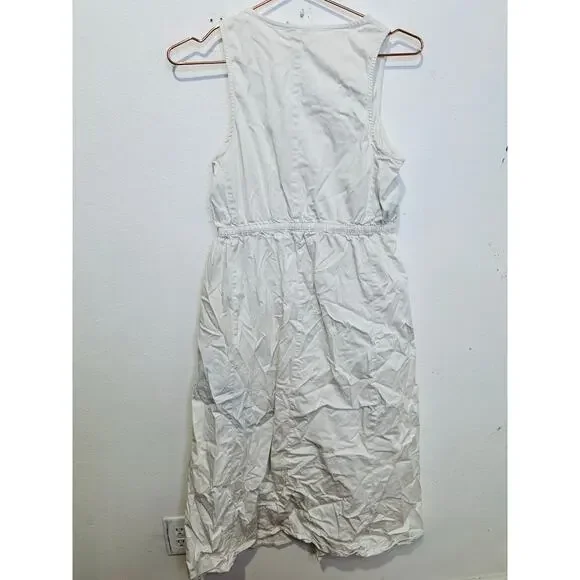 AREA STARS White Cotton Waist Cinching Sleeveless Jean A-Line Dress Size Medium - Picture 5 of 10